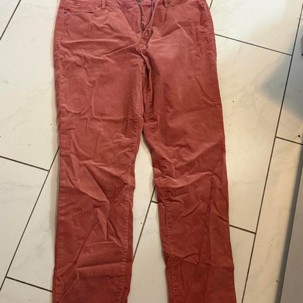 Talbots Flawless Five Pocket Straight Leg Corduroy Pants Pink Orange Womens 16
